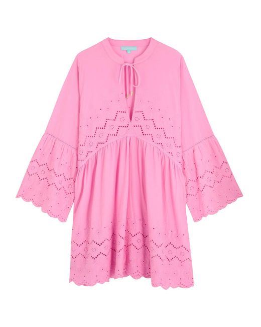 Melissa Odabash Pink Sebenna Broderie-Anglaise Kaftan Dress