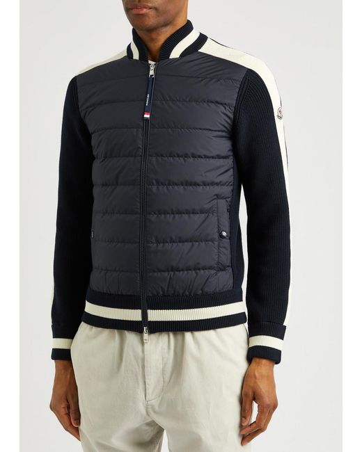 Moncler Blue Quilted Shell And Knitted Cardigan for men