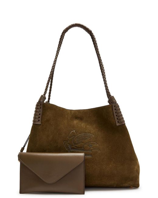 Etro Brown Libra Medium Leather And Suede Tote