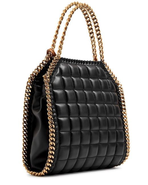 Stella McCartney Black Falabella Mini Quilted Faux Leather Tote