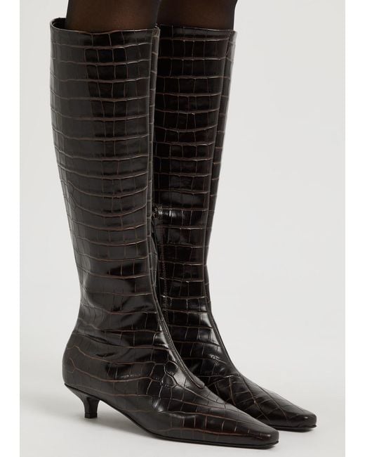 Totême Black Totême 40 Crocodile-effect Leather Knee-high Boots