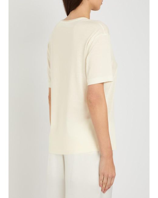 Totême Natural Scoop-Neck Cotton And Silk-Blend T-Shirt