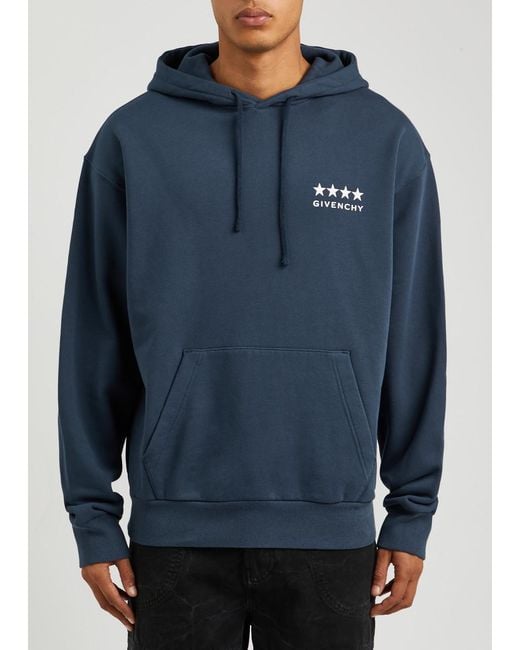 Givenchy Blue Logo Hooded Cotton Sweatshirt for men