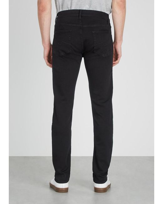 7 For All Mankind Black Slimmy Tapered Luxe Performance+ Jeans for men