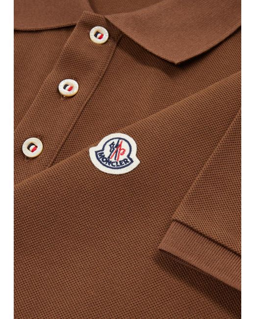 Moncler Brown Logo Piqué Cotton Polo Shirt for men