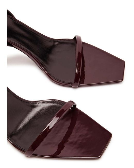 Saint Laurent Brown Lee 75 Glossed Leather Sandals