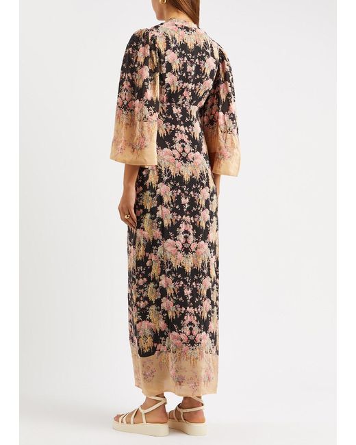 byTiMo Multicolor Floral-print Satin Maxi Dress