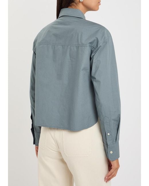 Veronica Beard Blue Andres Embellished Cotton Shirt