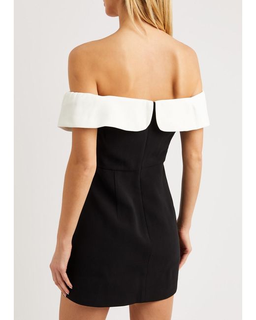 Self-Portrait Black Off-the-shoulder Panelled Mini Dress