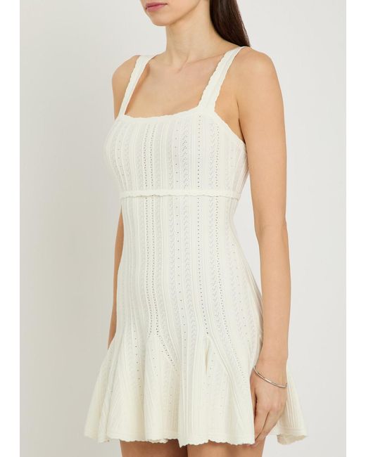 LoveShackFancy White Tabatha Pointelle-Knit Mini Dress
