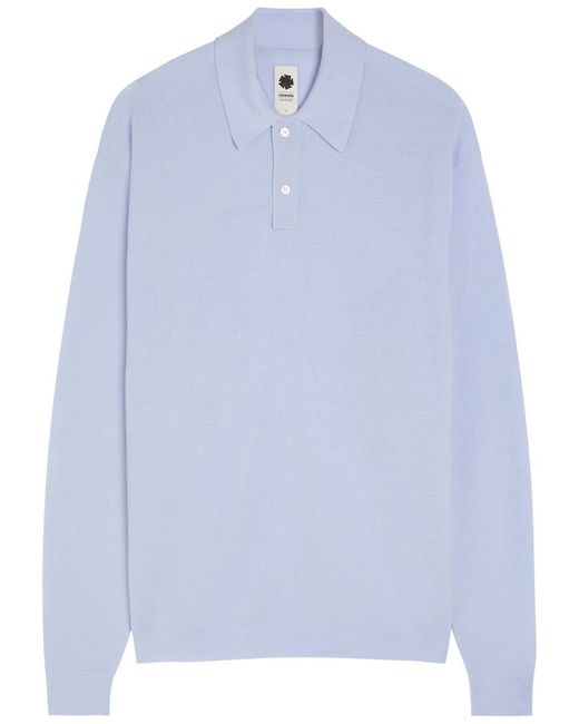 vowels Blue Wool Polo Jumper for men