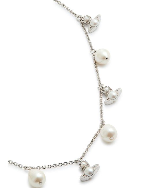 Vivienne Westwood White Emiliana Embellished Charm Necklace