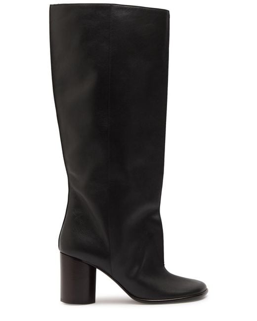 Lemaire Black Crease Sleeve 80 Leather Knee-High Boots