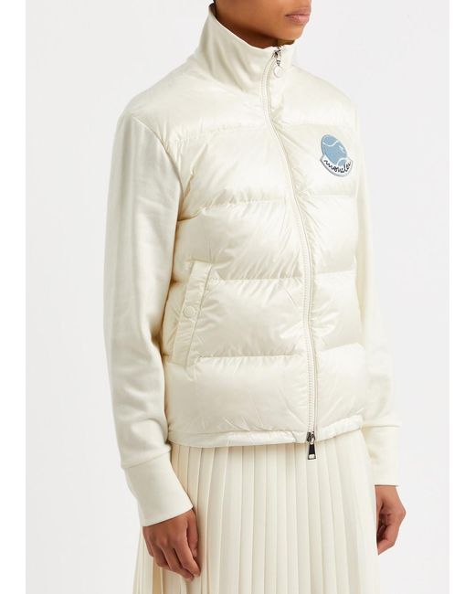 Moncler White Quilted Shell And Cotton-blend Jacket