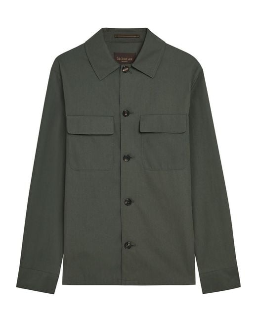 Slowear Green Cotton Overshirt for men