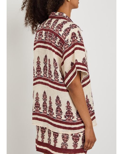 Johanna Ortiz Pink La Creciente Printed Linen Shirt