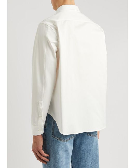 Loewe White Striped Logo Cotton-poplin Shirt for men