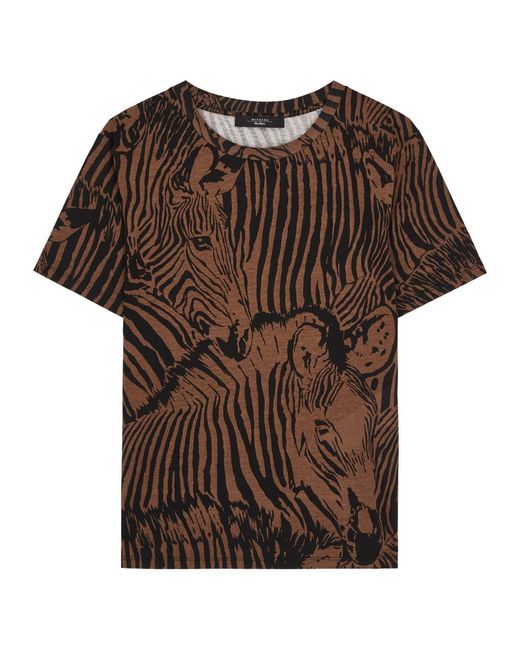 Weekend by Maxmara Brown Eloisa Zebra-Print Cotton T-Shirt