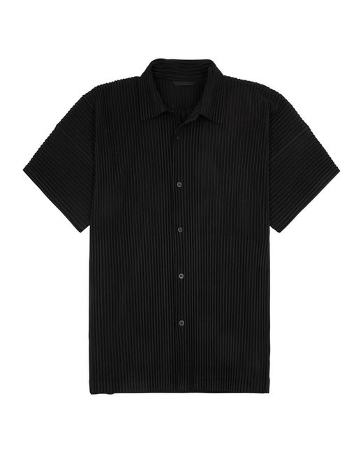 Issey Miyake Black Homme Plissé Pleated Jersey Shirt for men