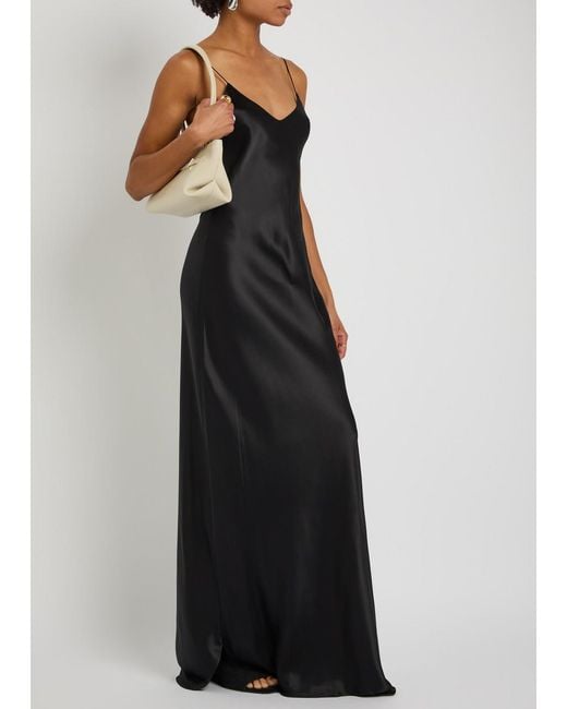 Nili Lotan Black Cami 100% Silk Designer V-Neck Gown Uk14