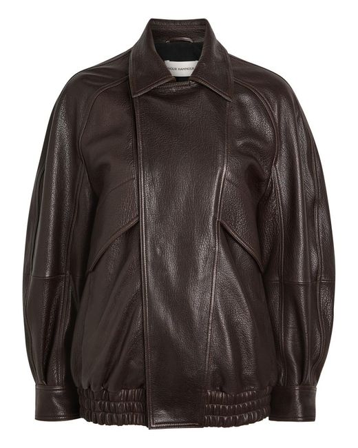 Nour Hammour Black Rafe Grained Leather Jacket