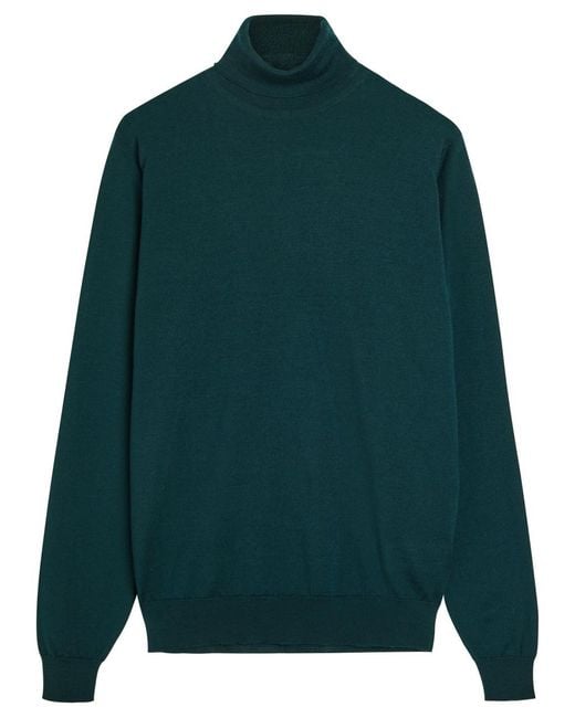 John Smedley Green Cherwell Merino Wool Jumper for men