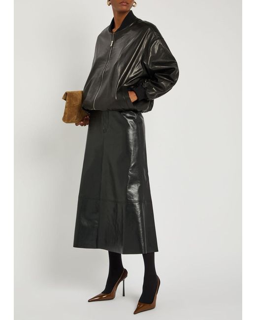 Nour Hammour Black Marley Leather Bomber Jacket