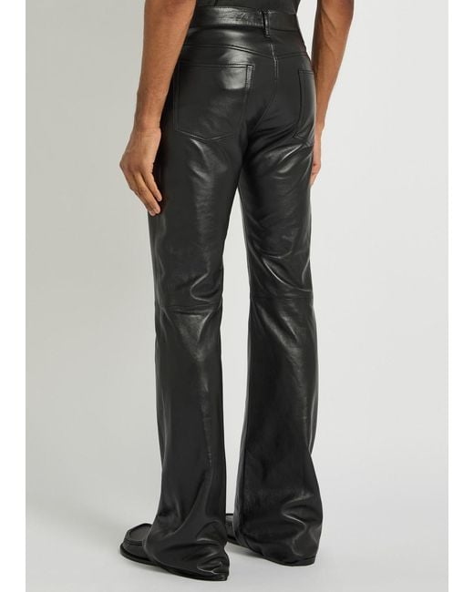 Acne Gray Bootcut Leather Trousers for men