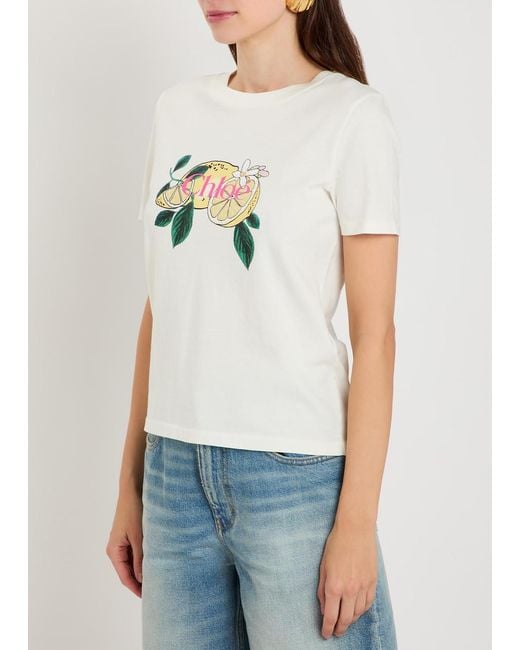 Chloé White Printed Cotton T-Shirt