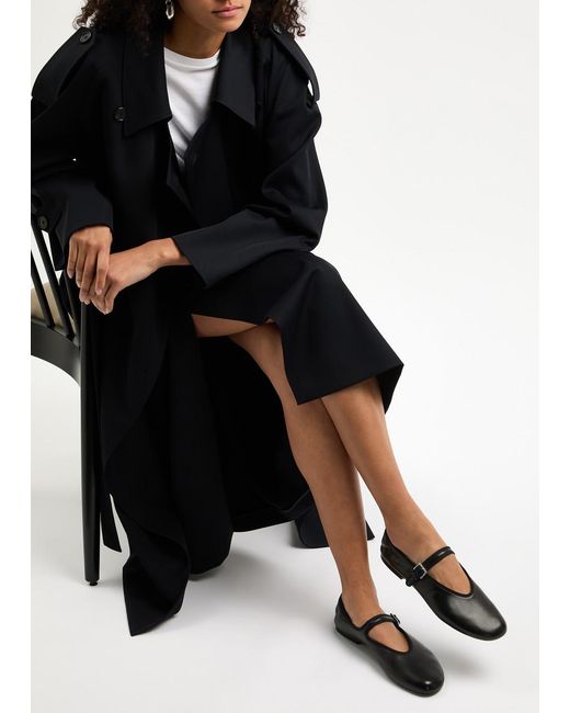 The Row Black Boheme Leather Mary Jane Flats