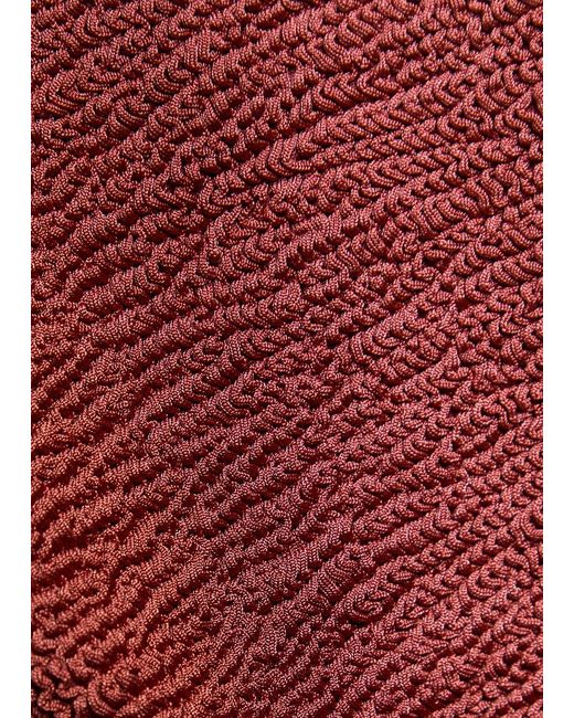 Hunza G Red Jasmine Hoop Detail Crinkle Swimsuit