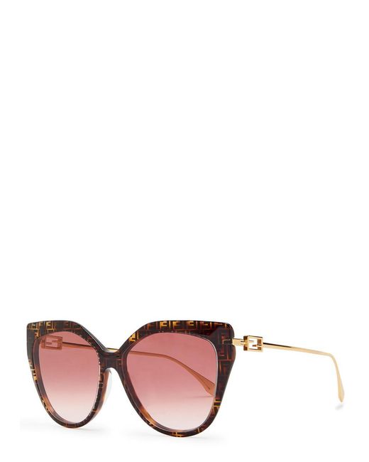 Fendi Brown Baguette Oversized Cat-eye Sunglasses