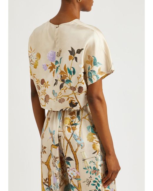 Gucci Natural Printed Silk-satin Top