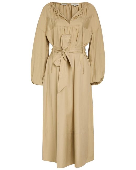 Vince Natural Belted Cotton-Poplin Midi Dress