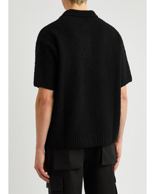 Represent Black Bouclé Wool-blend Polo Shirt for men