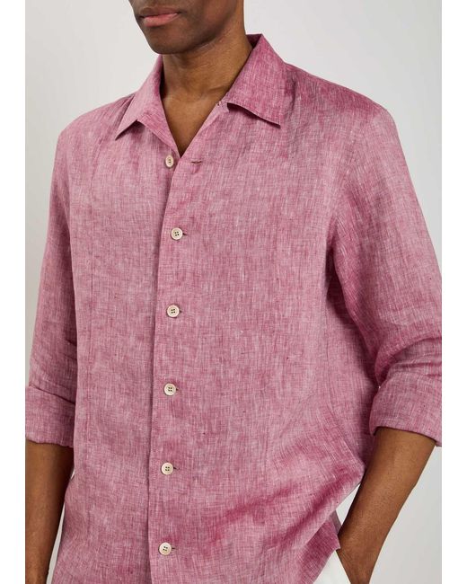 Brunello Cucinelli Pink Linen Shirt for men