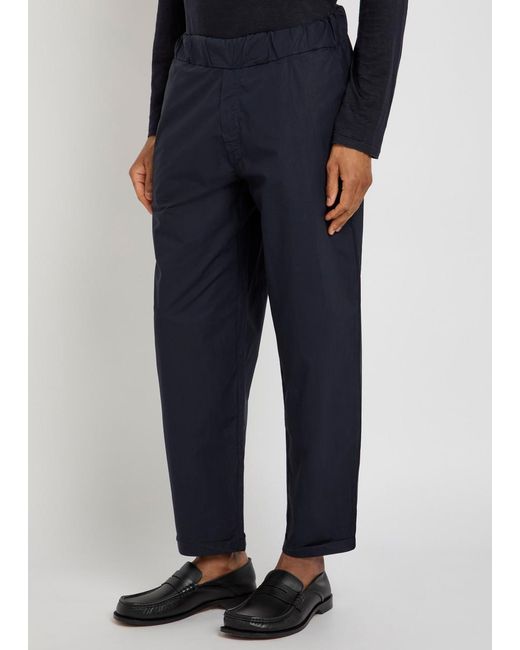 Labo.art Blue Tapered-Leg Cotton Poplin Trousers for men
