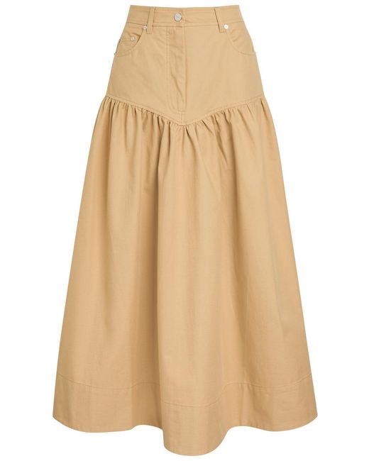 Ganni Natural Suiting Cotton-Blend Maxi Skirt