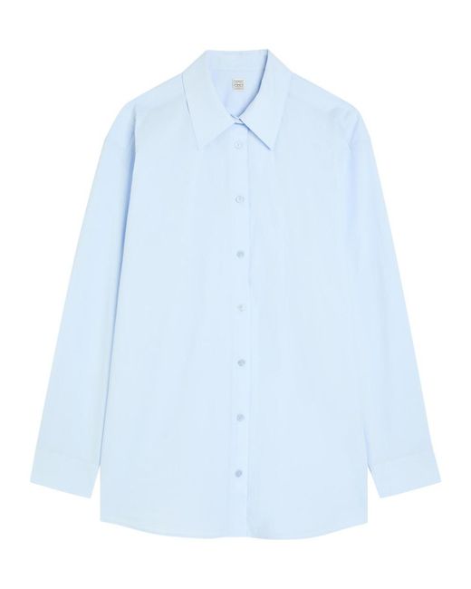 Totême Blue Classic Tumbled Cotton-Poplin Shirt