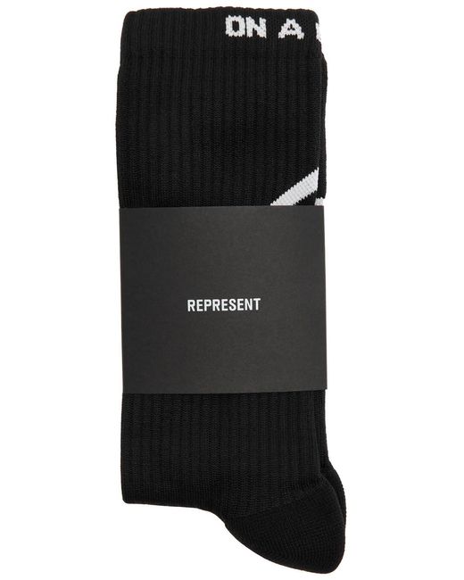 Represent Black 247 Logo-intarsia Stretch-cotton Socks for men
