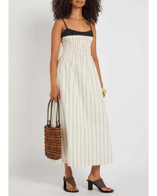 Rails White Primrose Striped Cotton Midi Dress