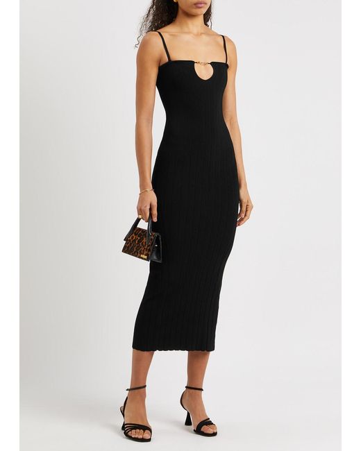 Jacquemus Black La Robe Sierra Bretelles Ribbed-knit Midi Dress