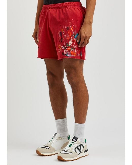 GALLERY DEPT. Red Insomnia Paint-splatte Cotton Shorts for men