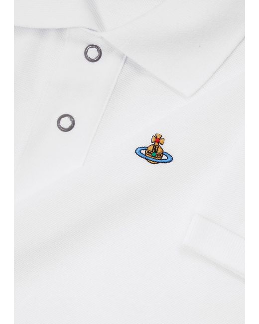Vivienne Westwood White Logo-embroidered Piqué Cotton Polo Shirt for men