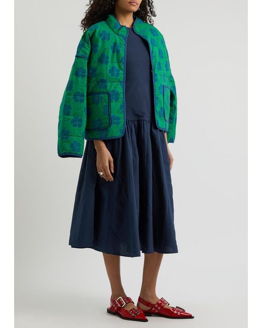 Free People Women's Blue Afternoon Elegance Stretch-Cotton Midi Dress -  hulwithkids.com