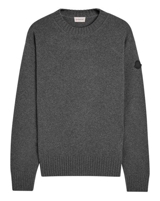 Moncler Gray Logo-Appliqué Wool And Cashmere-Blend Jumper for men