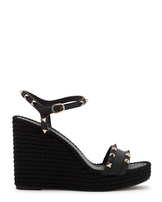 valentino garavani rockstud leather wedges