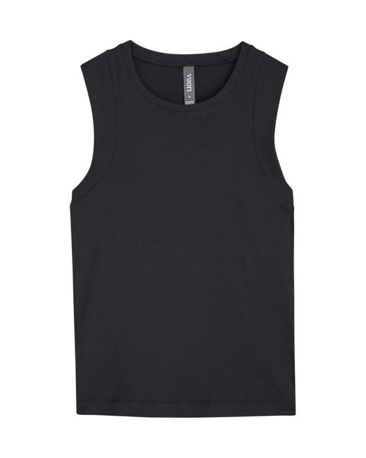 vuori Black Pose Ribbed Stretch-Modal Tank