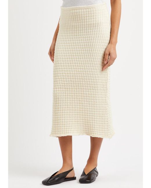 Jil Sander Natural Waffle-knit Cotton Midi Skirt