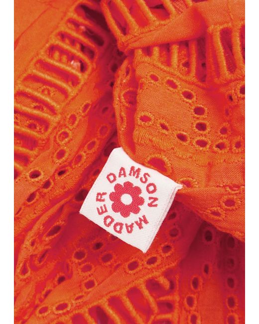 Damson Madder Orange Oversized Broderie Anglaise Cotton Scrunchie